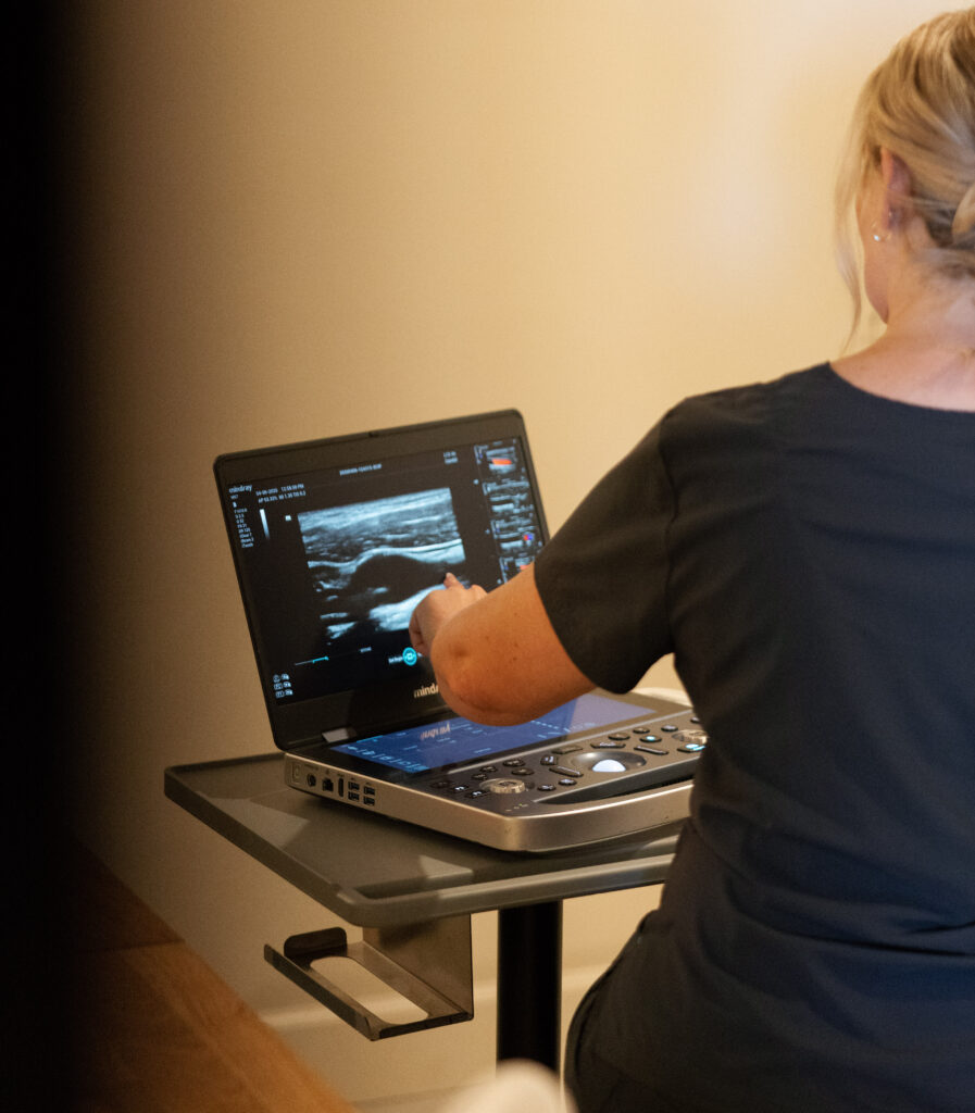 High-resolution vascular ultrasound image on screen
